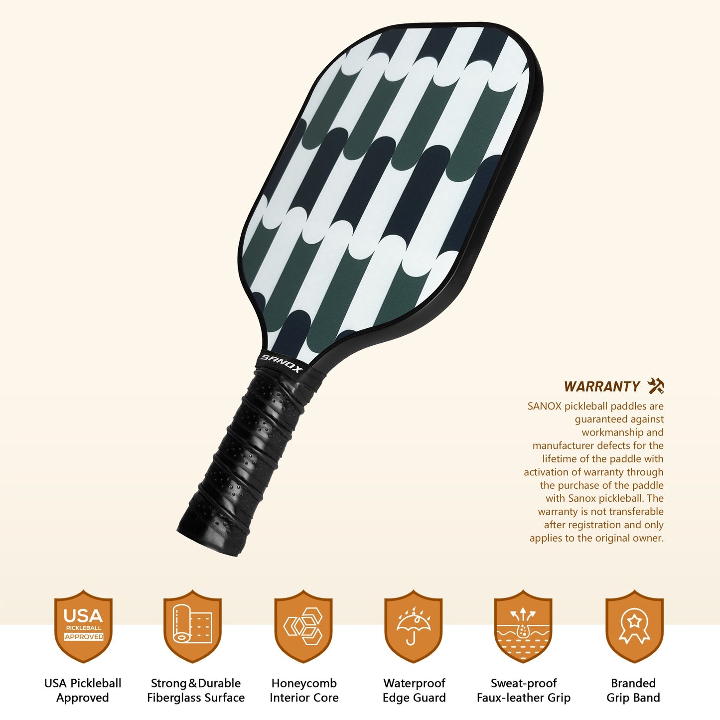 Pickleball Paddle – Fiberglass Pickleball Paddle, Recreational Paddle, Beginner-Friendly – Camden