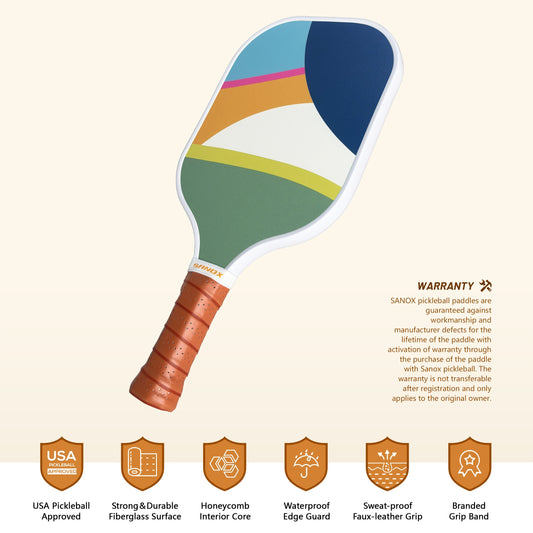 1pc Vista Unisex Pickleball Paddle – Cold-Pressed Fiberglass Surface, PP Honeycomb Core, Waterproof Edge Guard, Sweat-Resistant Grip, USA Pickleball Approved – Perfect for Thanksgiving and Independence Day Celebrations