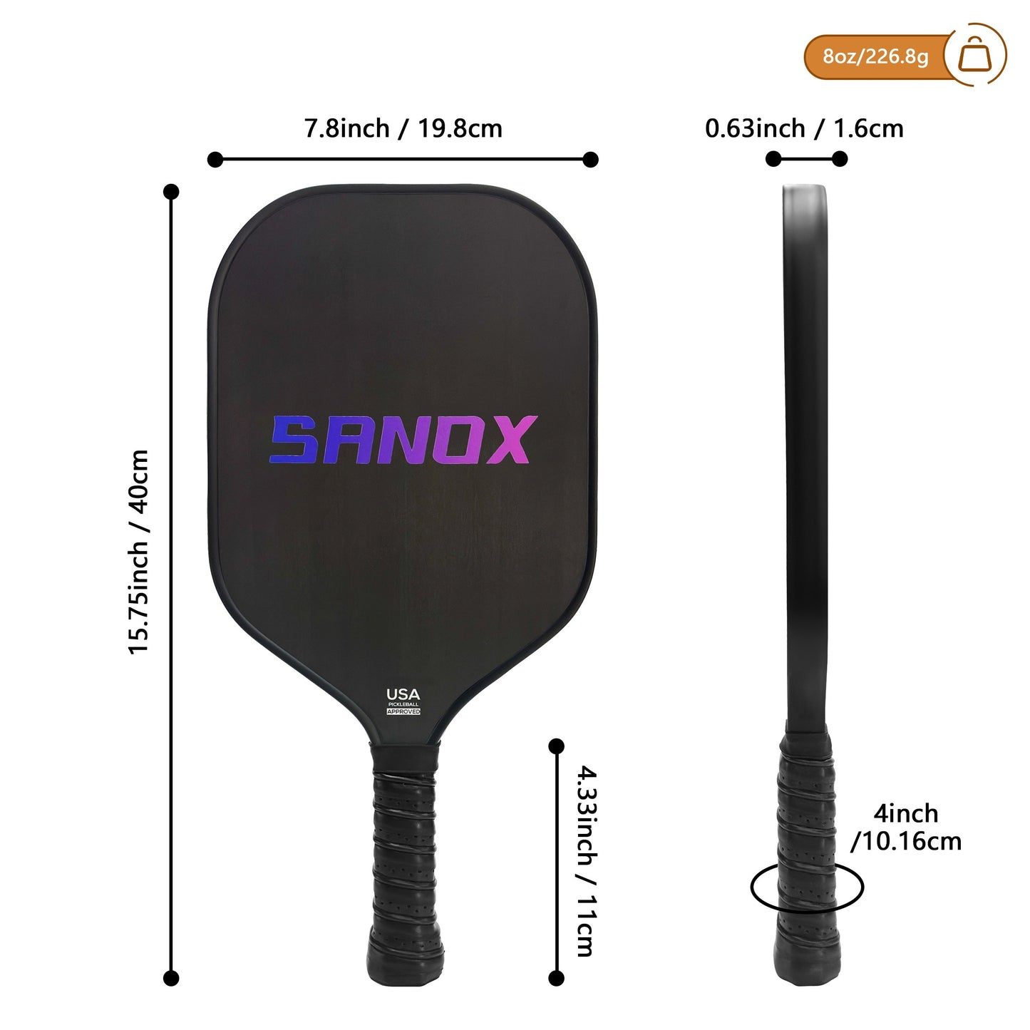 Premium T700 Carbon Fiber Pickleball Paddle – 16mm, USA Approved, Textured Surface for Enhanced Spin & Control, Ideal for Advanced Training & Competitive Play – Purple